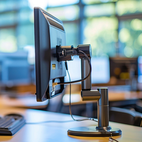 Monitor on mounting bracket