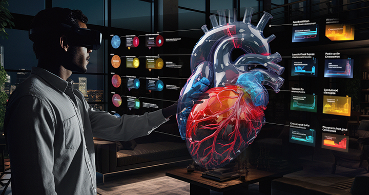 A man studying with AR glasses