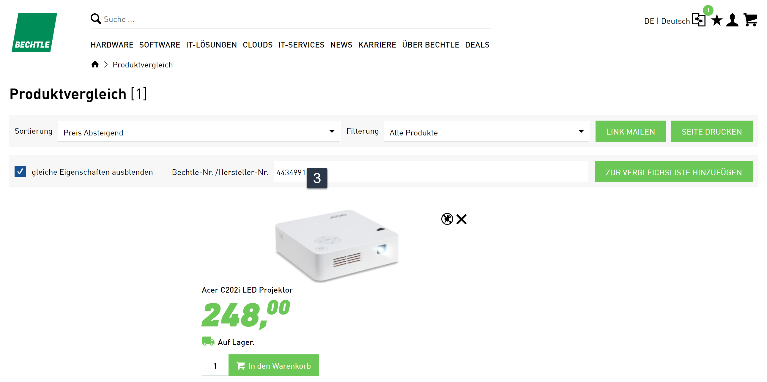 Produktvergleich erstellen