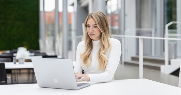 Woman working in the computer