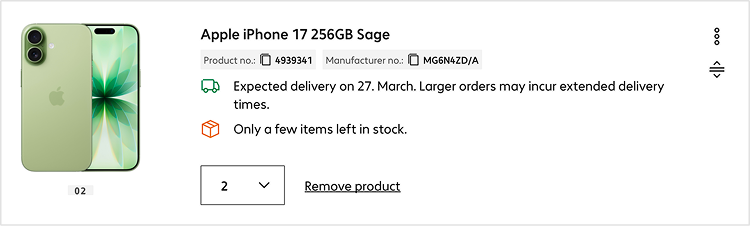 Position of product promotions and move icon