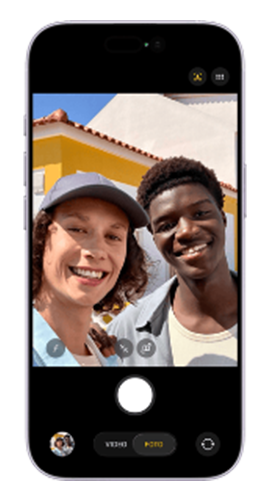 Selfie of two people in the iPhone camera app